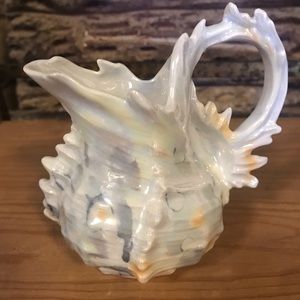 Royal Bayreuth porcelain spiky sea shell iridescent cream creamer milk pitcher